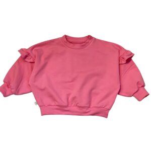 Oversized sweater roze met ruffles