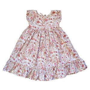 Hydrofiel jurk rood/beige bloemen
