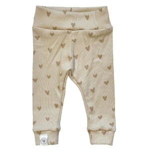 Babybroekje camel hartjes ribtricot