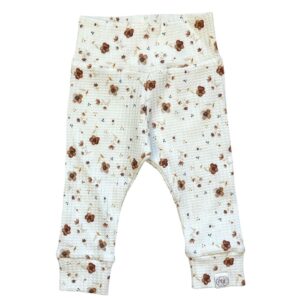 Babybroekje wafel tricot bloemetjes bruin