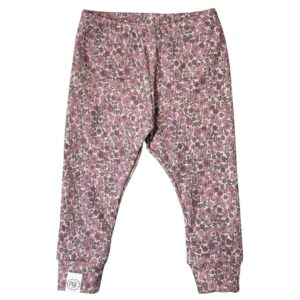 Babybroekje ribtricot framboos bloemetjes