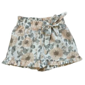 Linnen katoen ruffleshortje pastel bloemen