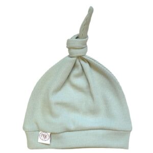 Baby knoopmutsje vintage groen ribtricot