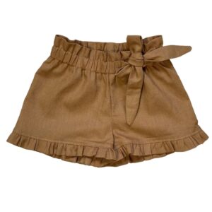 Linnen ruffle short camel