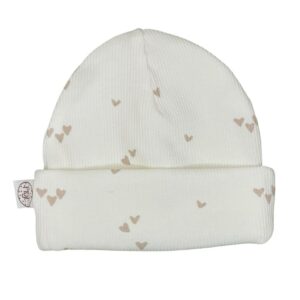 Babymutsje hartjes beige