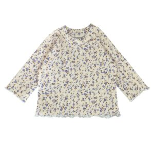 Shirt rib blauwe minibloemetjes