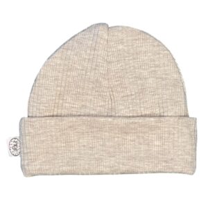 Babymutsje ongelijke rib beige gemêleerd