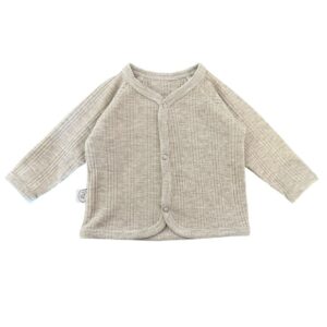 Baby shirtje ongelijke rib beige gemêleerd