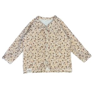 Baby shirtje rib bloemetjes beige bruin