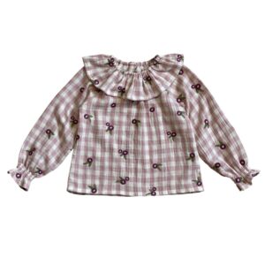 Blouse hydrofiel elastiek eruit met geborduurde bloemen
