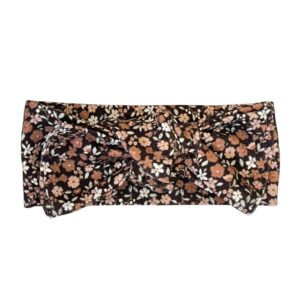 baby haarband katoen tricot bloemetjes bruin