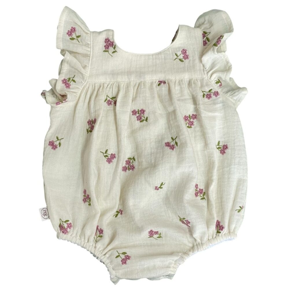 Bubbleromper hydrofiel geborduurde bloemetjes