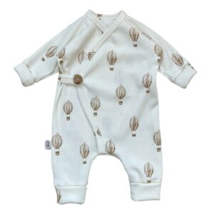 Overslagboxpakje ribtricot met luchtballonenprint