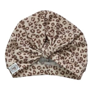 Turban mutsje rib tricot panter