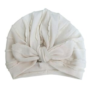 Turban mutsje ruchestricot ecru