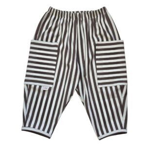 Barrel broekje french terry strepen taupe ecru