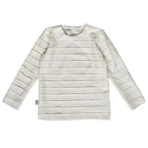 Ecru meisjes longsleeve met ruches en ronde hals