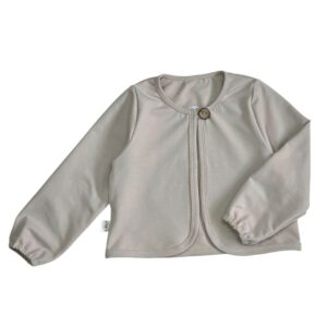 Beige meisjesvestje van French Terry met kokos knoop