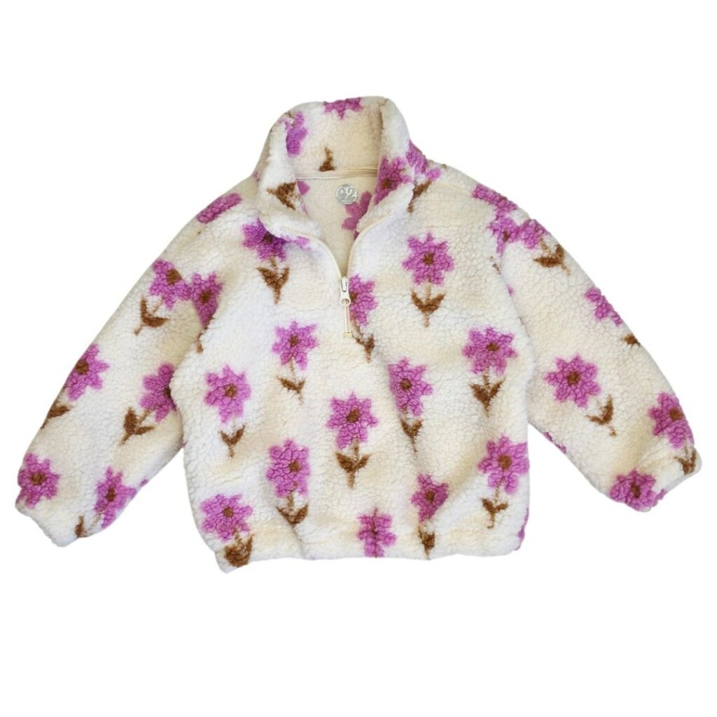 Teddy sweater met ritsje bloemen